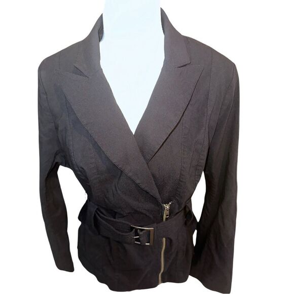 Lane Bryant Jacket w/ Belt & Angled Front Zipper Size 14 - Picture 3 of 7